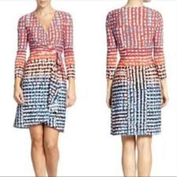 BCBGMAXAZRIA WOMEN'S ADELE PRINTED WRAP MULTICOLOR MINI DRESS SIZE SMALL - Picture 1 of 9